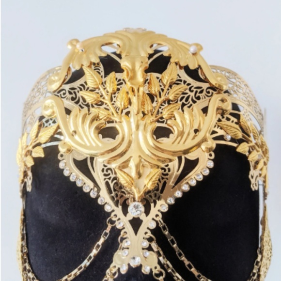 Helm of Freya masquerade mask - Valkyrie Viking headpiece - silver or gold - Picture 3 of 6